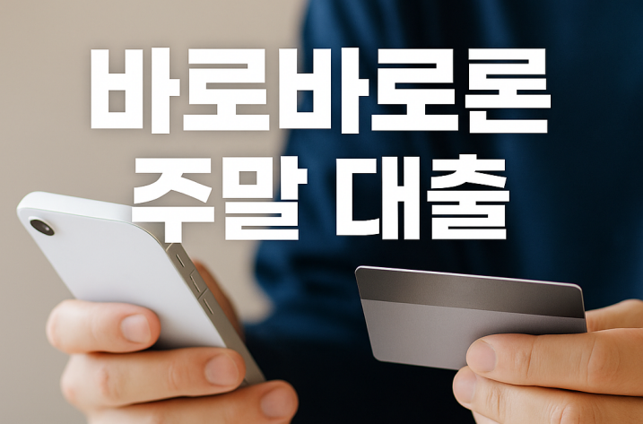 바로바로론 주말 대출 신청, 스마트폰으로 신용카드 정보 확인 중인 장면