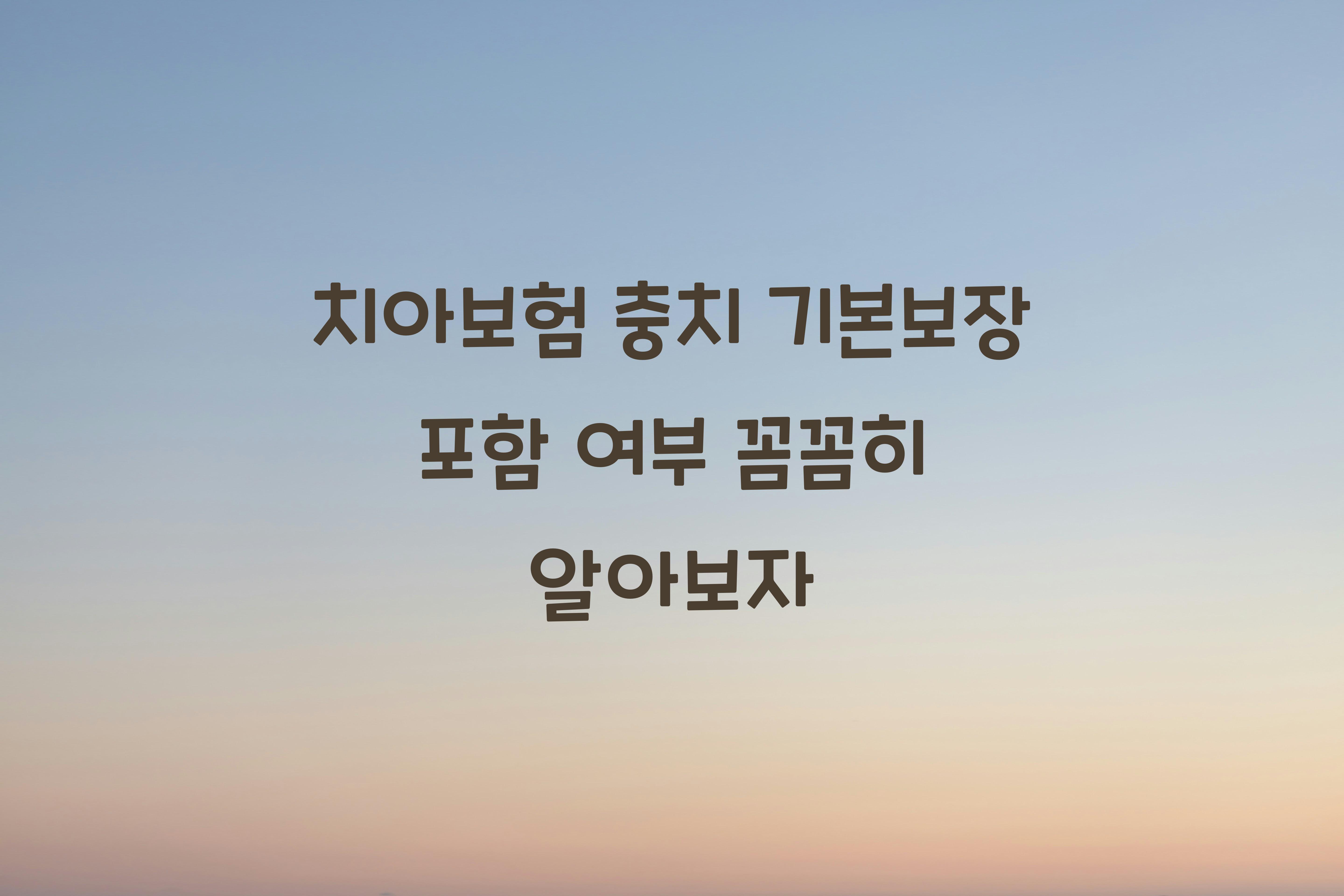 치아보험 충치 기본보장 포함 여부