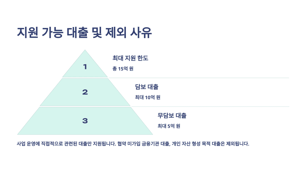 지원 가능 대출 및 제외 사유