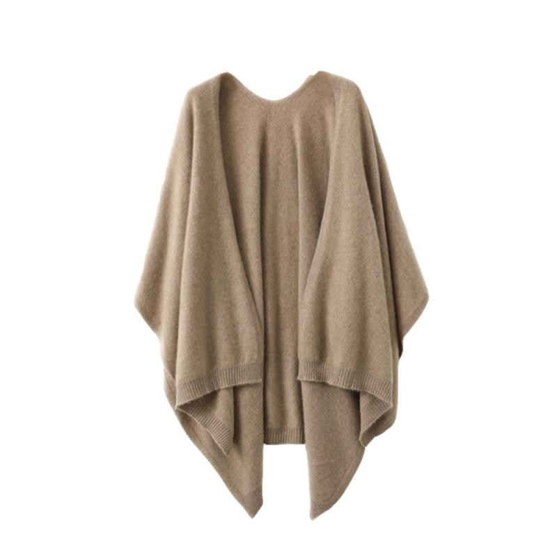 COLABI 100% 순수 캐시미어 망토 숄 가디건 코트