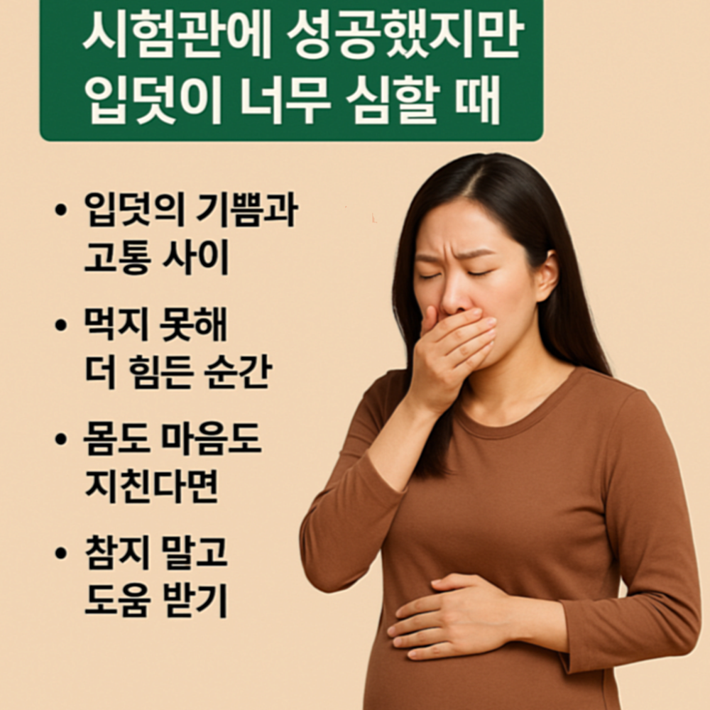 시험관에 성공했지만 입덧이 너무 심할 때 인포그래픽