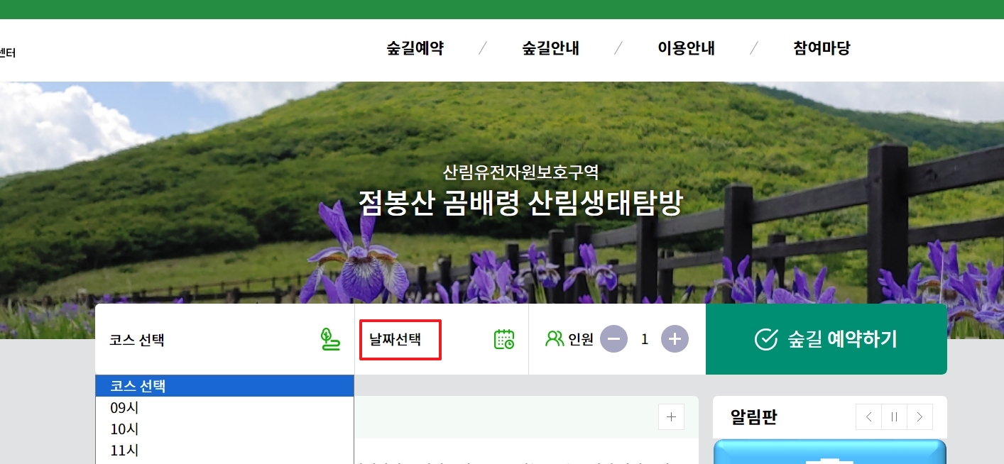 탐방 날짜 선택 달력