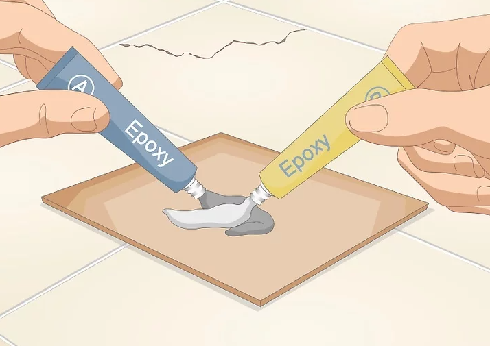 여분의 마분지에 에폭시를 섞는다.