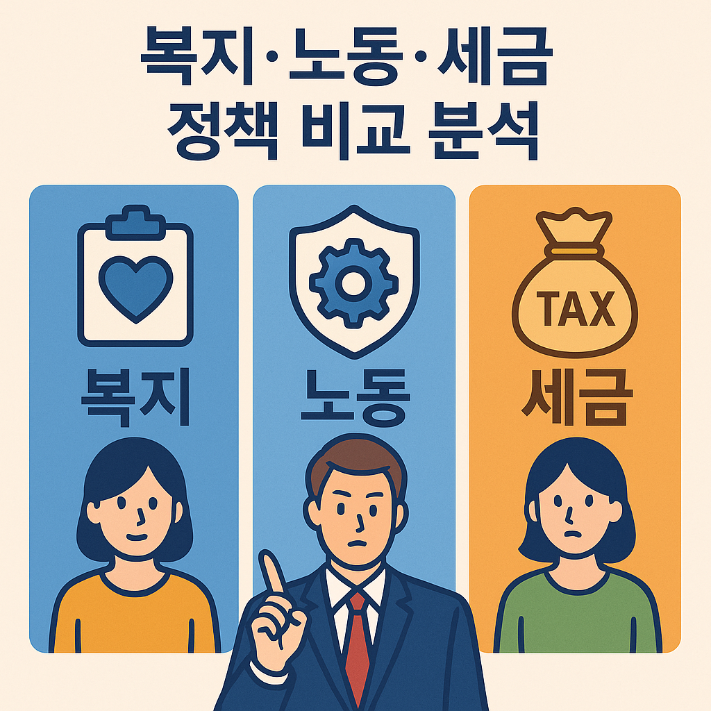 복지&middot;노동&middot;세금 정책 비교 분석(복지, 노동, 세금)