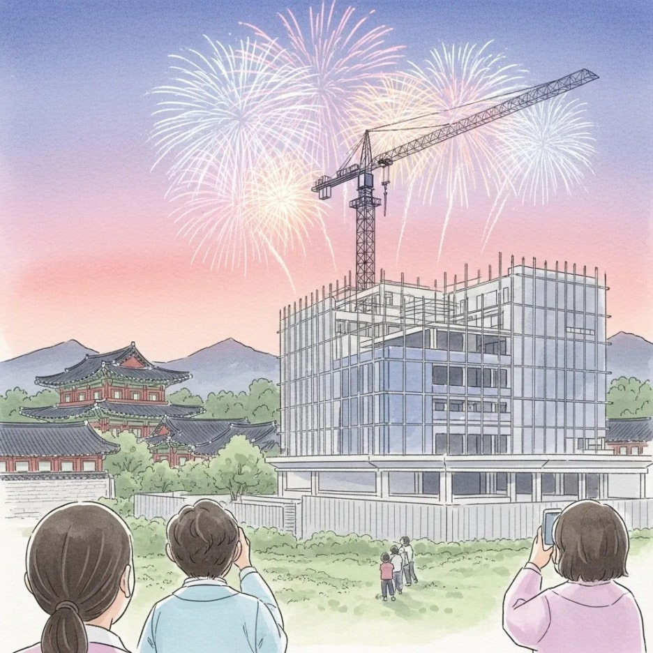 전주 관광타워 개발을 알리는 화려한 불꽃놀이.