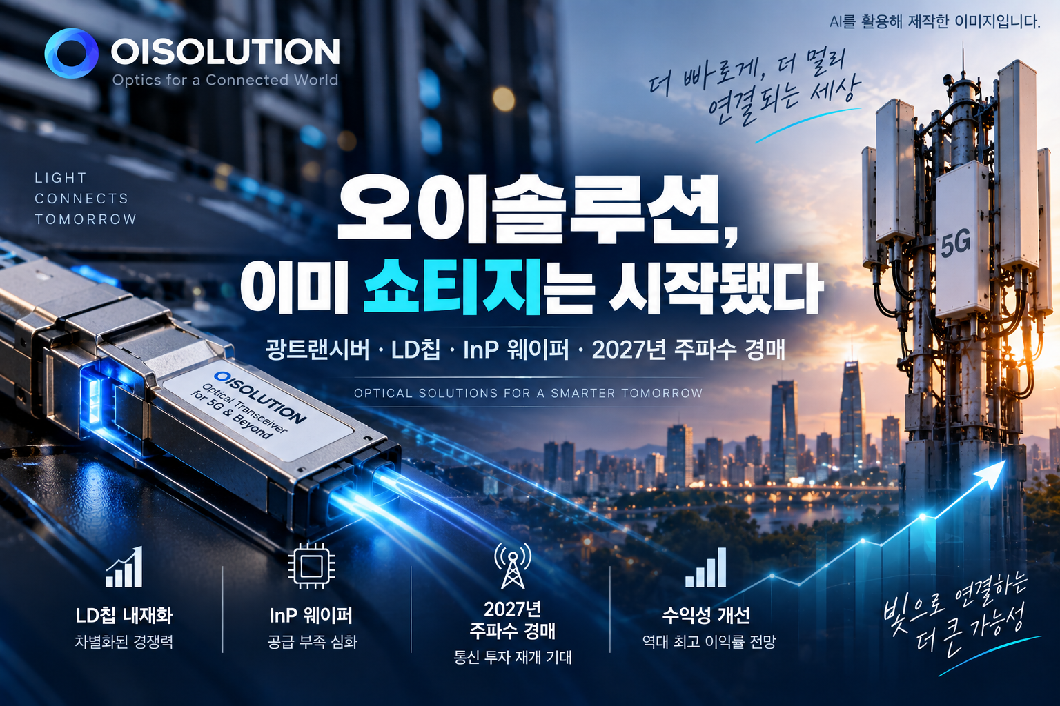 광트랜시버 공급 부족과 LD칩 내재화, 2027년 주파수 경매가 주목되는 오이솔루션 전망