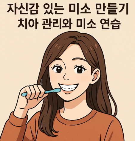 치아 관리와 미소연습에 관련한 이미지