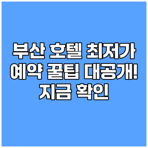 부산 호텔 최저가 예약꿀팁 대공개! 