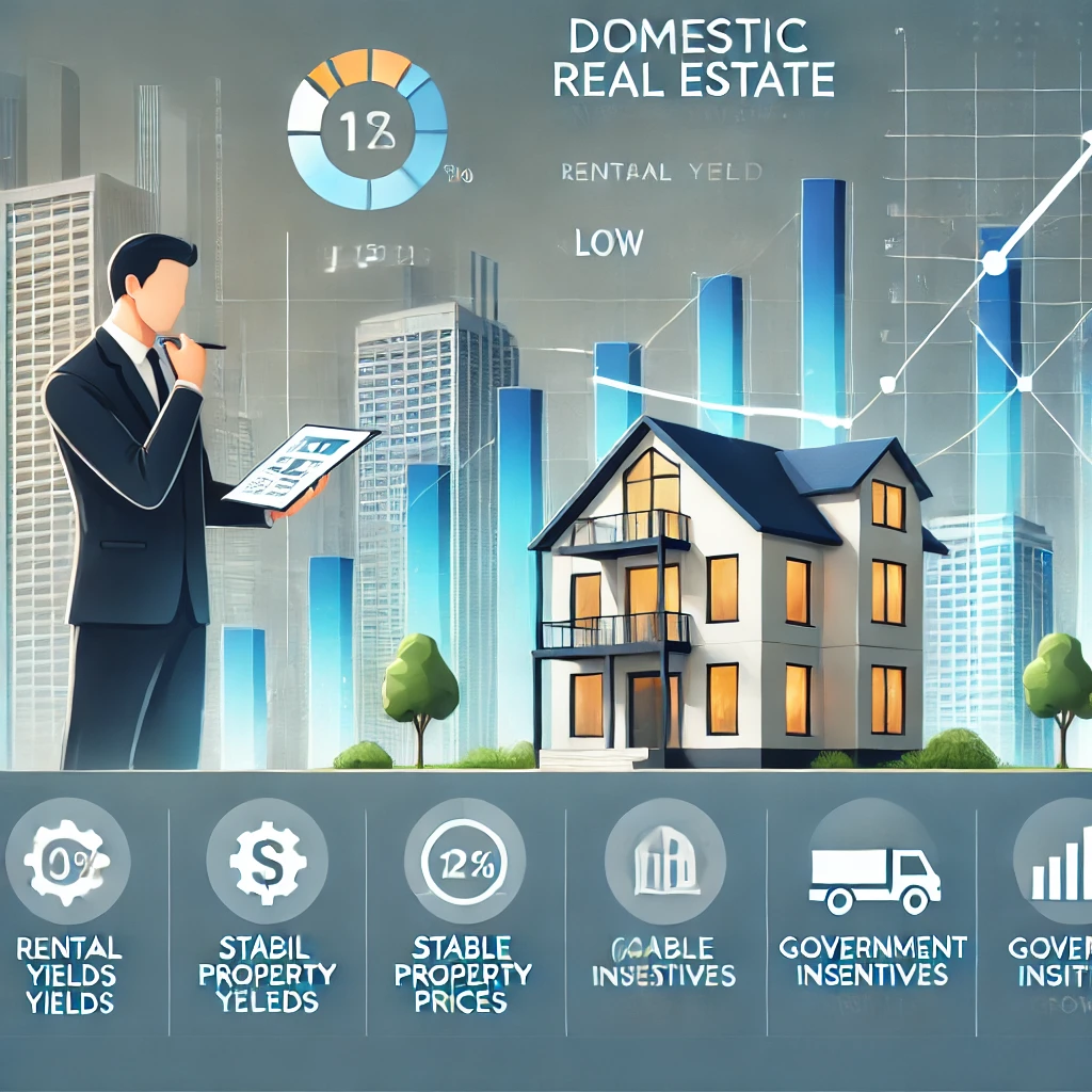 국내 부동산 투자 장점: 안정적인 가격 상승과 정부 지원을 분석하는 투자자.