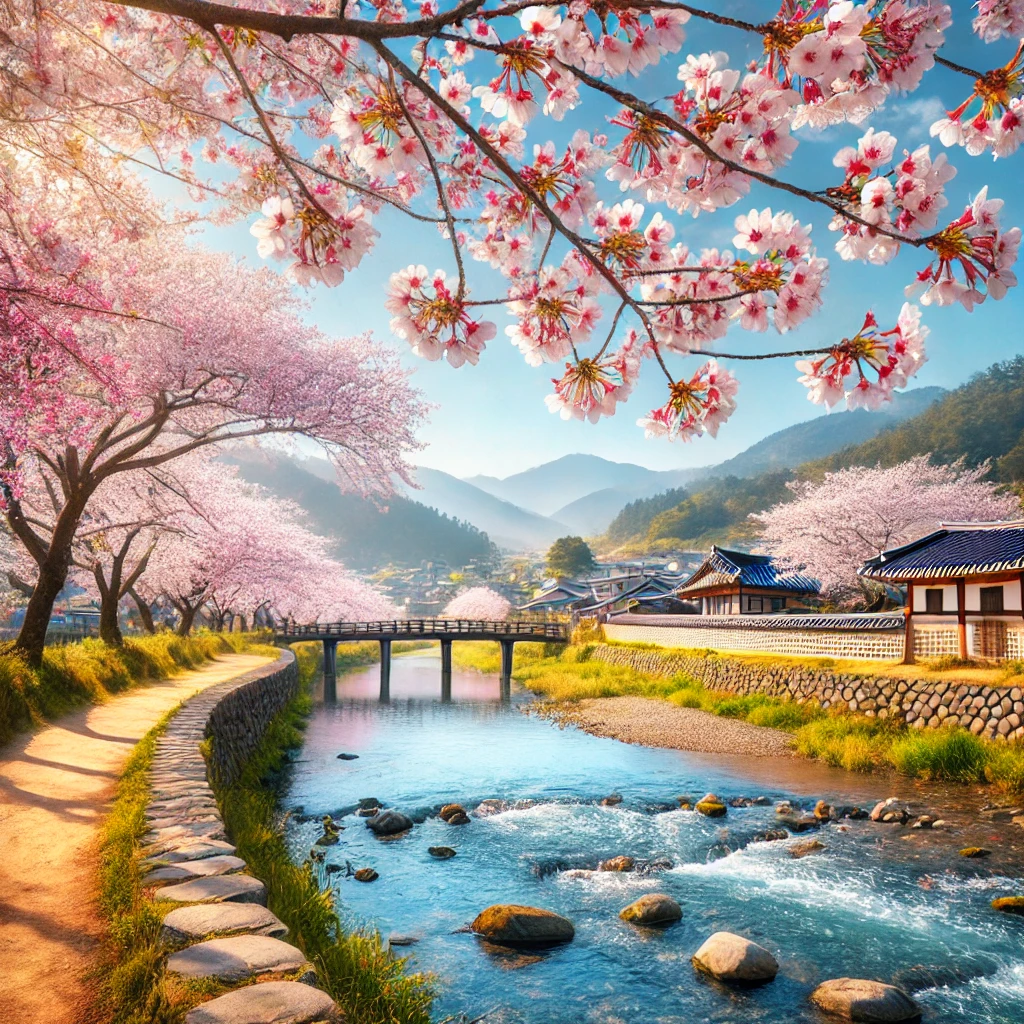 꽃과 햇살이 가득한 계절 사진