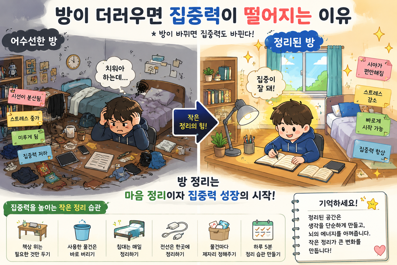 집중력이 떨어지고 혼란스런 상황이 된다