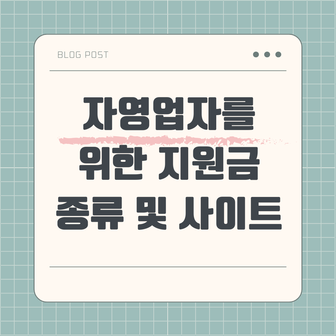 자영업자를 위한 정부지원금