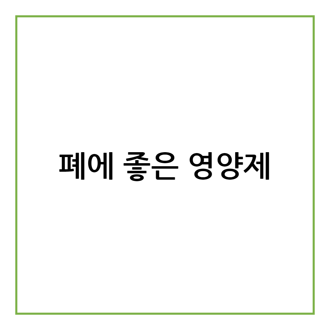 폐에 좋은 영양제