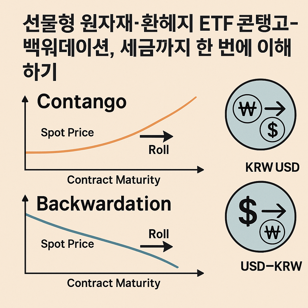 선물형 원자재·환헤지 ETF, 콘탱고/백워데이션부터 세금까지 한 번에 이해하는 초심자-고급자 통합 가이드