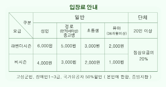 라벤더 축제 요금