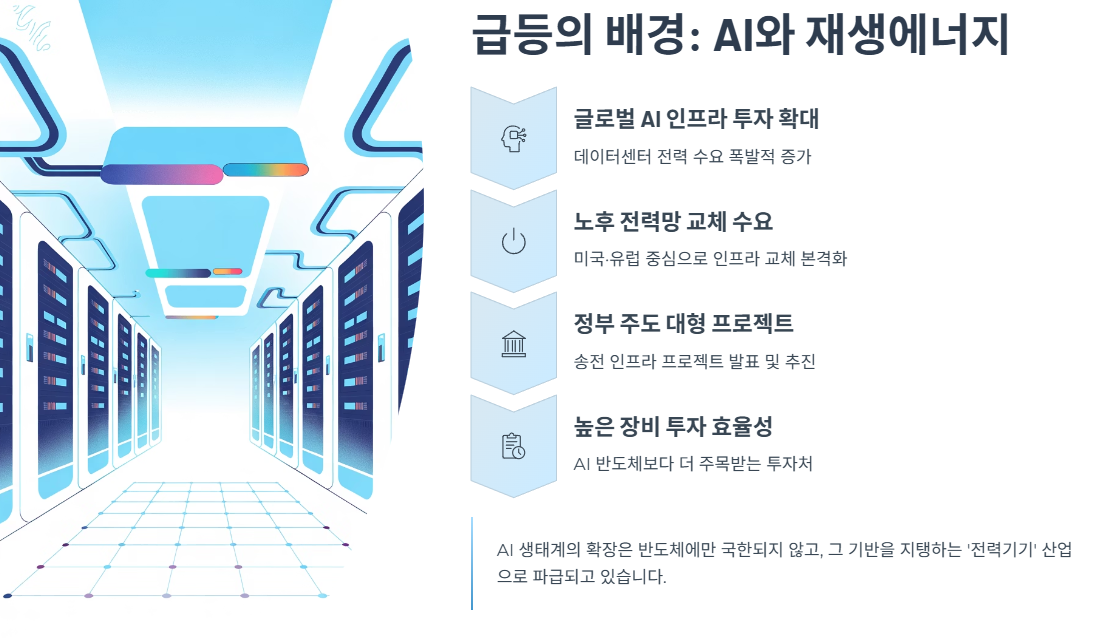 AI와 재생에너지, 전력기기 급등의 배경