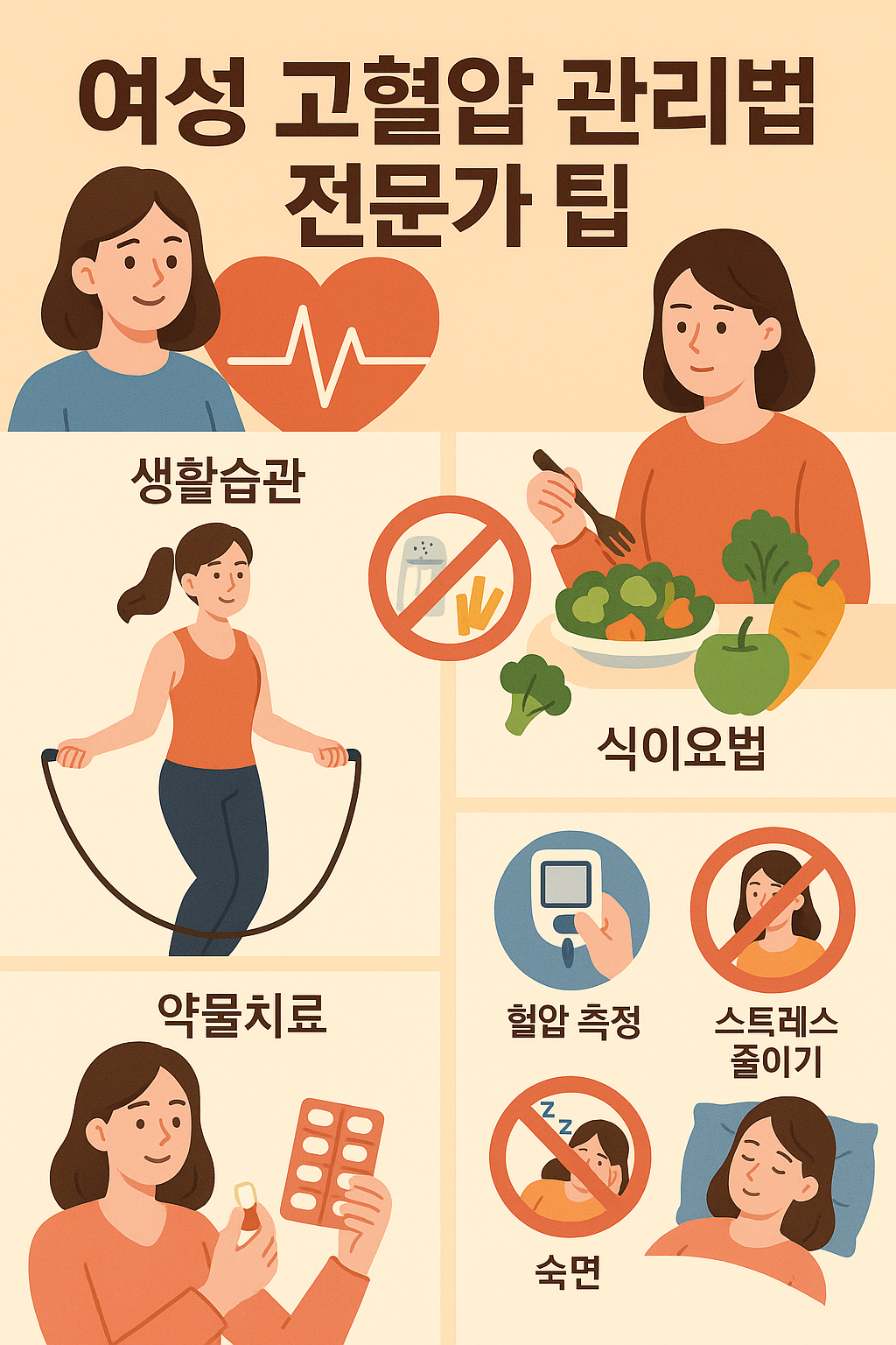 여성 고혈압 관리법 전문가 팁 (생활습관, 식이요법, 약물치료) 관련 그림