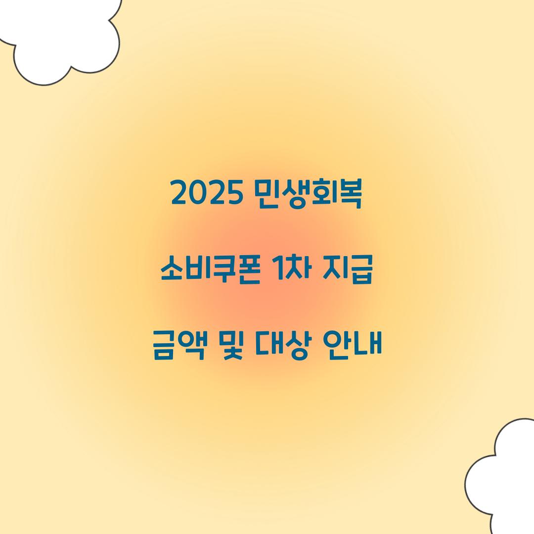2025 민생회복 소비쿠폰 1차 지급 금액