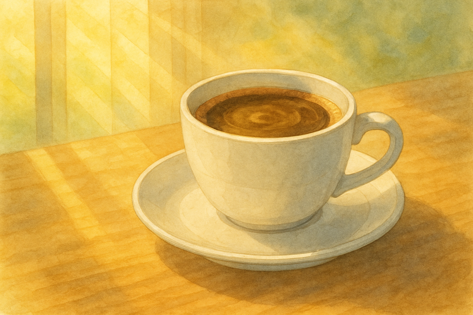 햇살 속의 커피 한 잔