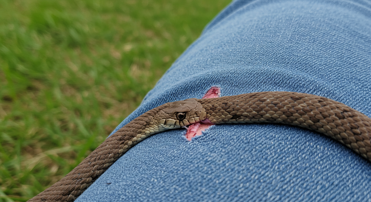 뱀에 물리는 모습