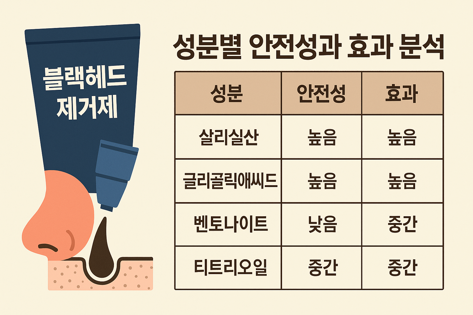 블랙헤드 제거제 성분 분석