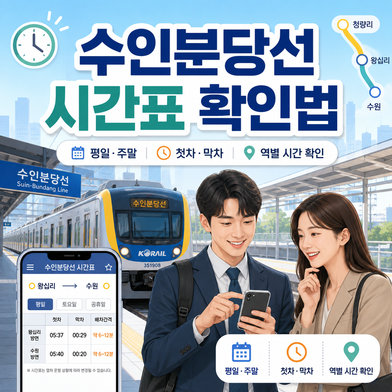 수인분당선 시간표 확인법