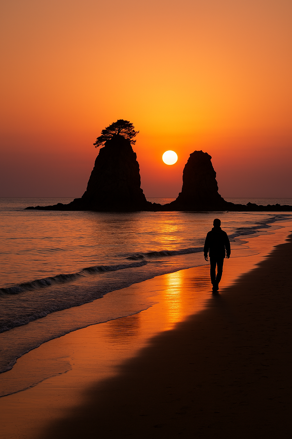 태안 해수욕장에서 본 바위 사진