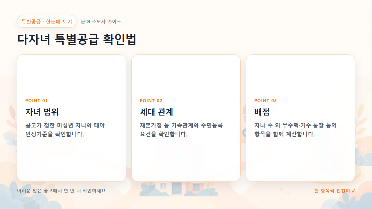 다자녀 특별공급 확인법 핵심을 세 칸으로 정리한 한눈에 보기