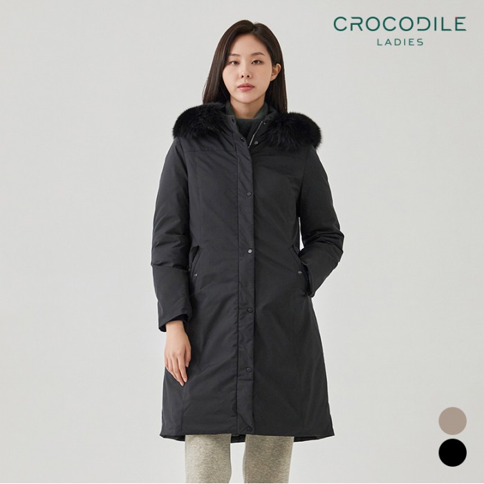 크로커다일레이디 폭스퍼후드구스다운롱패딩점퍼 CL0WDW209