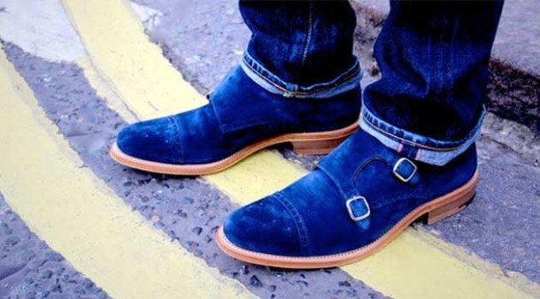 파란색 스웨이드 몽크스트랩