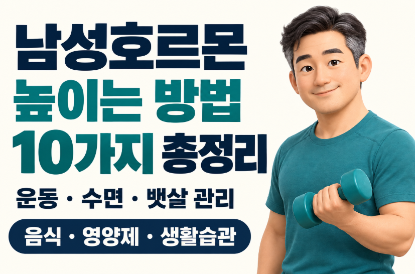 남성호르몬 높이는 방법 10가지 총정리|테스토스테론 낮아지는 이유·운동·수면·뱃살·음식·영양제
