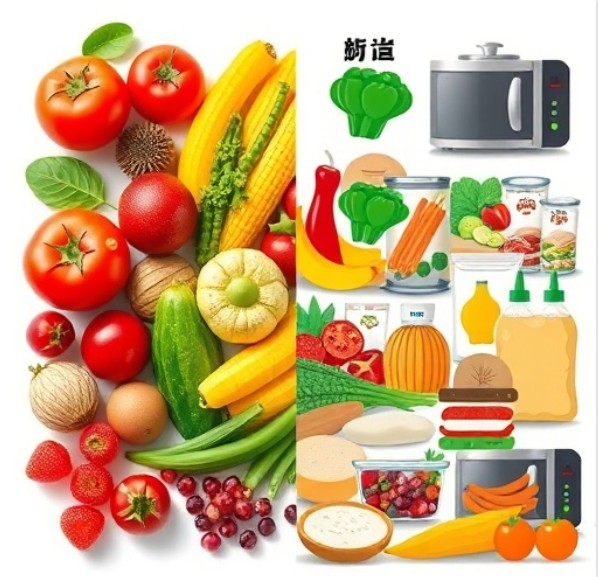 신선식재 vs 가공식재 (맛, 영양, 조리차이)