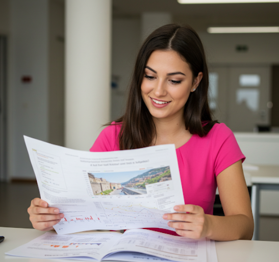 캐나다 그리고 미국 보험 비교하는 여성