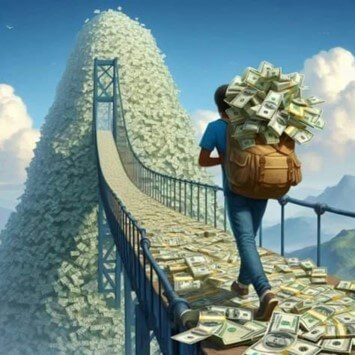 돈을-가방에-메고-돈다리를-건너는-남자