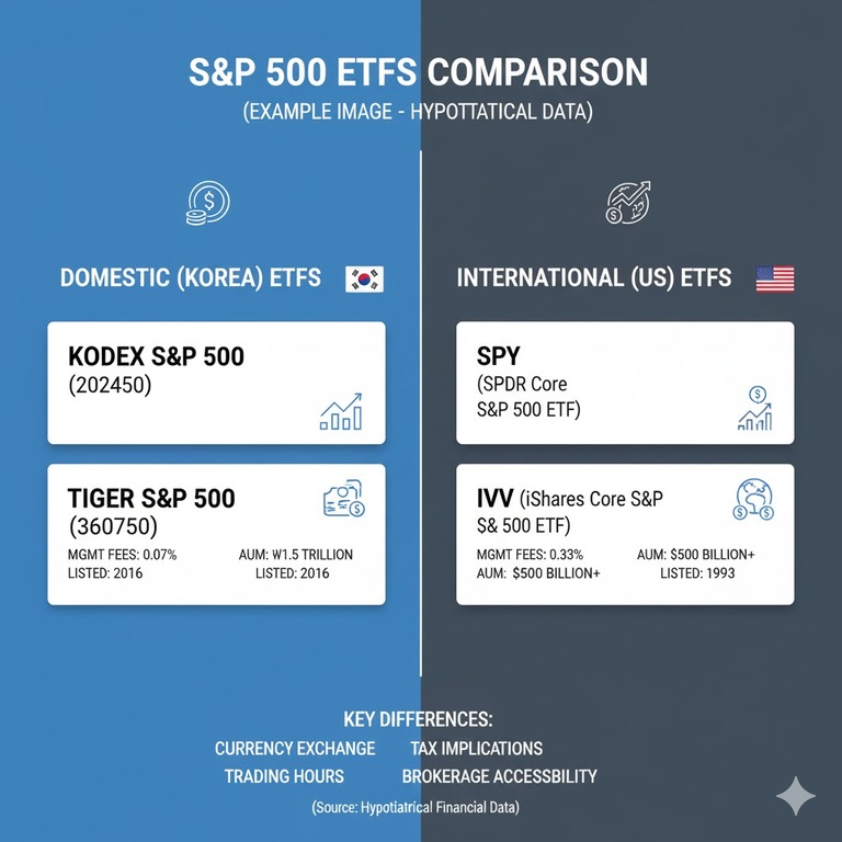 국내/해외 S&amp;P 500 ETF 비교 예시 이미지