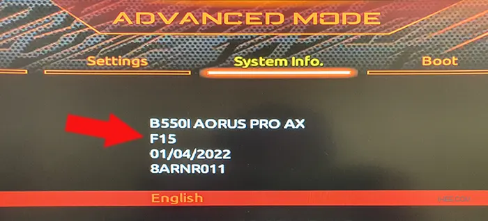 COMS에서 바이오스 버전 확인