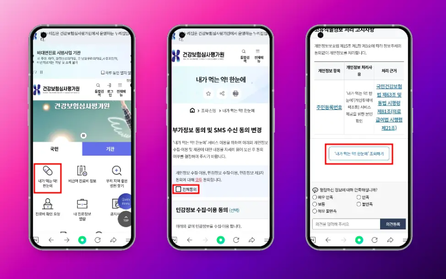 건강보험심사평가원 내가 먹는 약 조회
