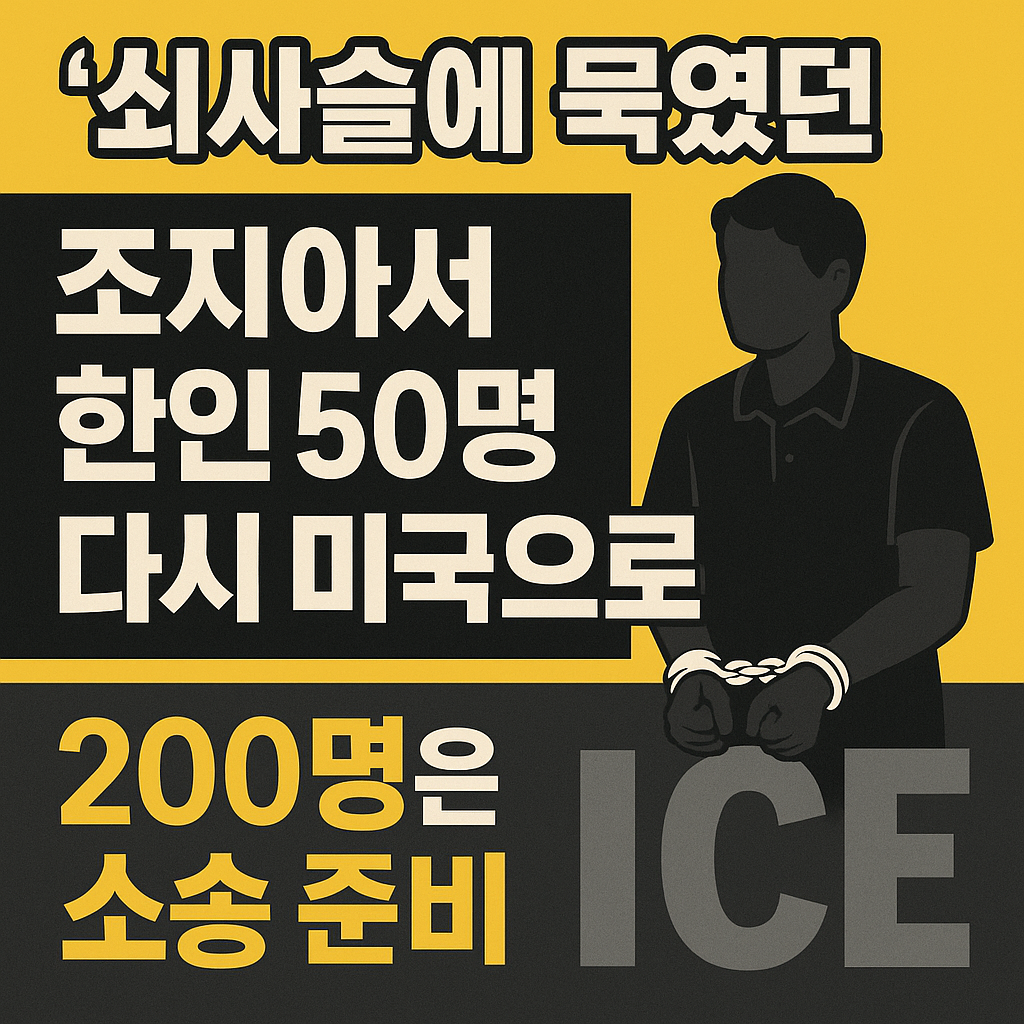 &ldquo;미국 조지아 산업 현장에서 구금된 한국인 노동자 사건 &mdash; 50명 재입국, 200명 ICE 소송 준비 썸네일&rdquo;