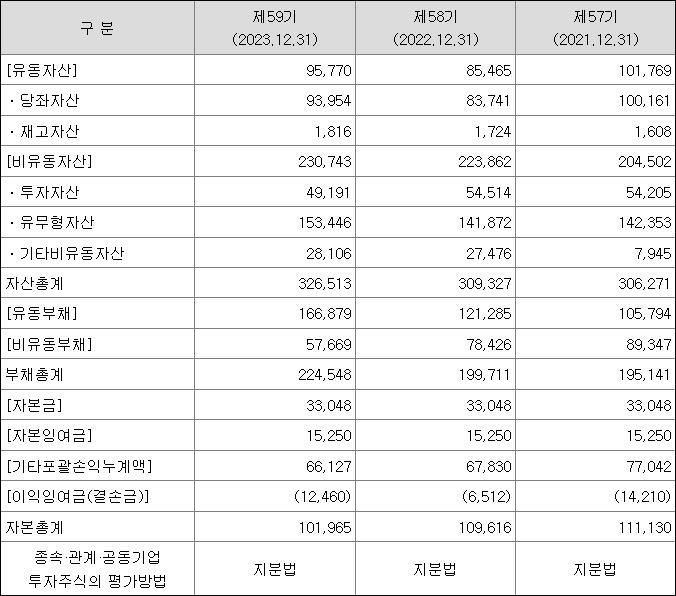 중앙일보 - 재무상황표