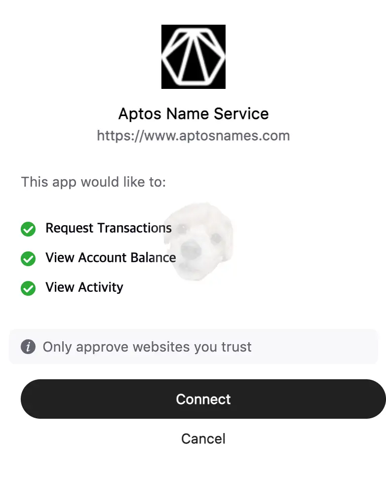 지갑을 통해 트랙잭션 승인 및 연결 요청