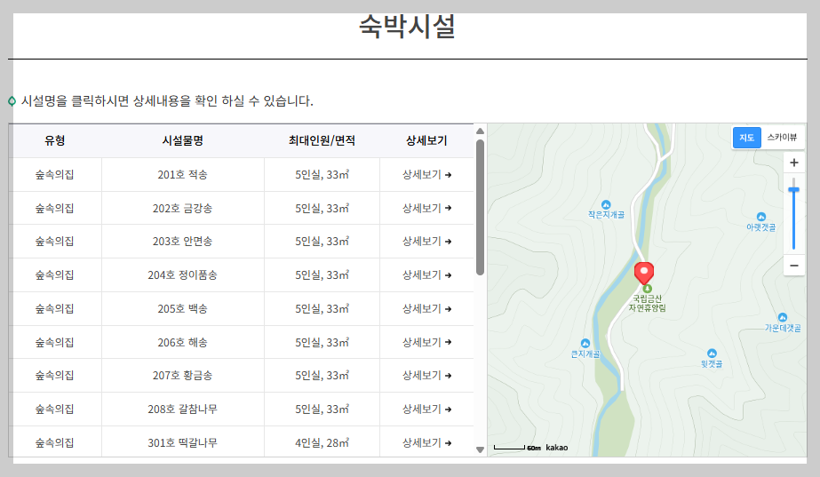 국립금산자연휴양림 예약 2025
