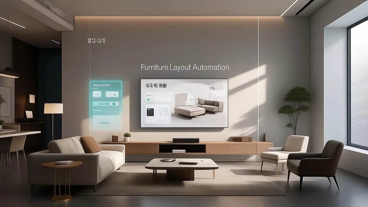 <img src="sunset_furniture_layout.webp" alt="저녁 햇살 속 생동감 넘치는 거실에서 가구의 조화와 질감이 돋보이는 장면">