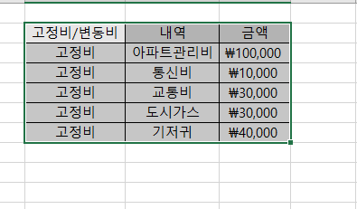 엑셀표