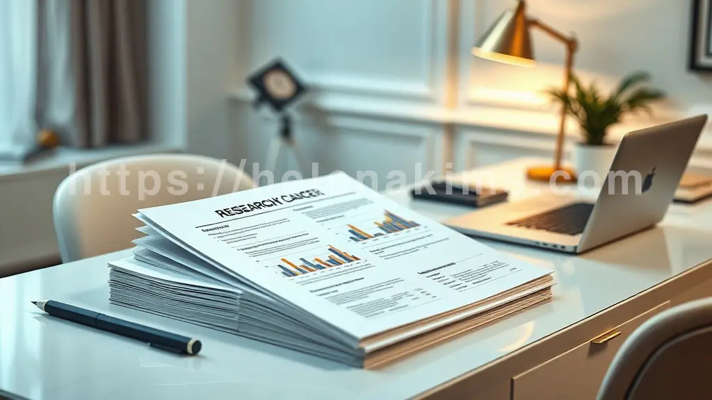 연구실 책상 위에 연구 논문이 놓여 있는 이미지.