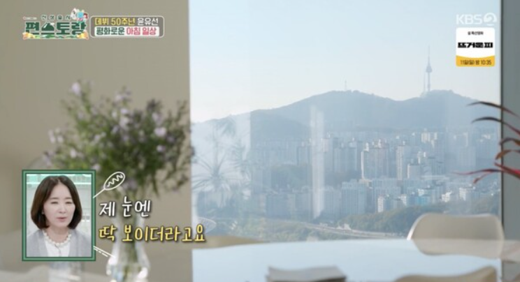 윤유선 아파트 창가 풍경│한강이 보이는 윤유선의 집 창가 모습