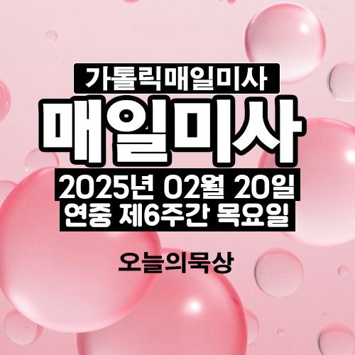 2025년 2월 20일 매일미사 연중 제6주간 목요일 오늘의 묵상