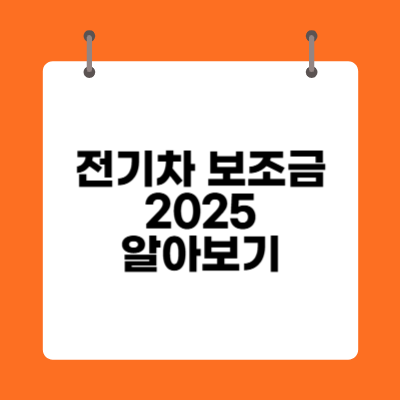 전기차 보조금 2025 알아보기