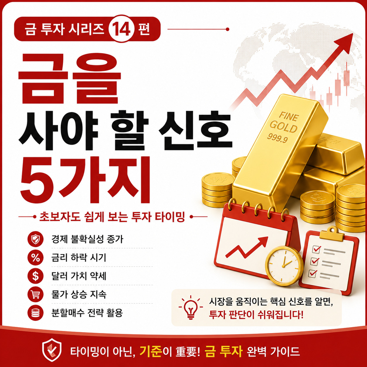 금을 사야 할 신호 5가지와 투자 타이밍을 소개하는 썸네일
