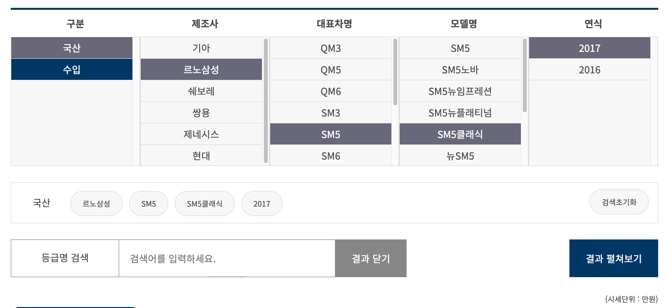 중고차 가격 조회