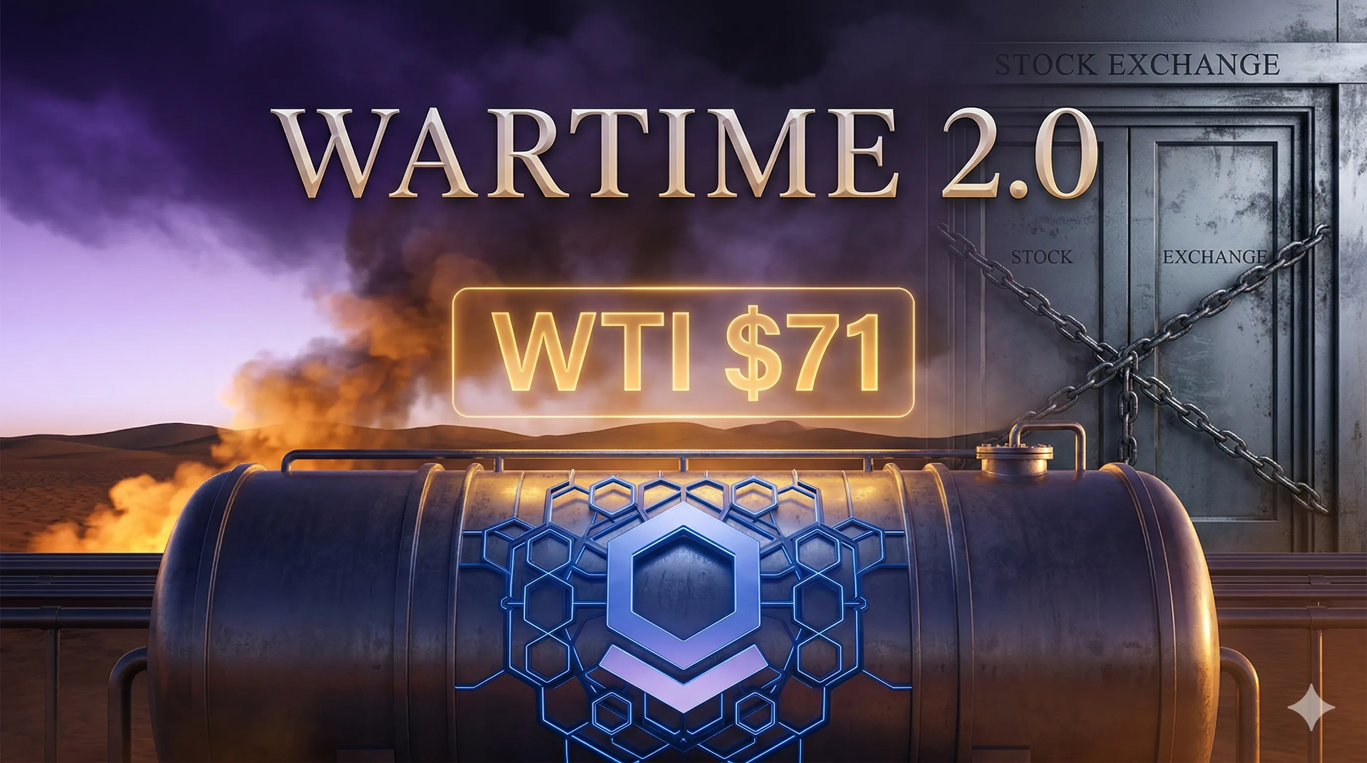 Wartime Trade 2.0: Visualization of oil price breakout to $71 and UAE stock market closure with defense AI focus + Data verified March 2026 + by Finory